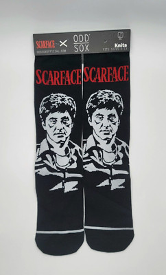 Odd Sox Men's Novelty 'Scarface' Crew Sock Pair, Size 6 - 13 Black NWT!