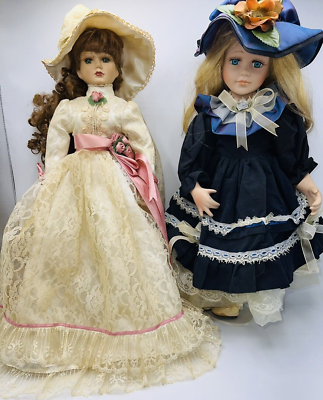 Porcelain Dolls Lot 2 Soft Standing 17.5