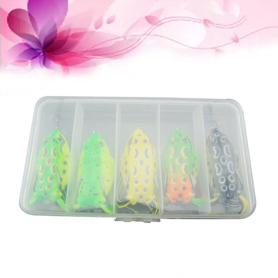 5 Stück lebensechte Plastik-Angelköder mit Tackle Box Frog Kit Kurbelköder