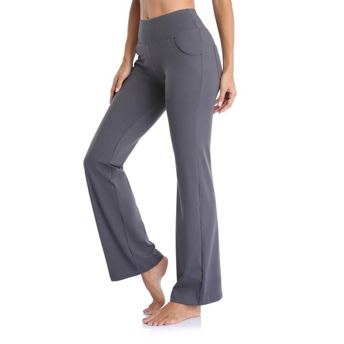 Women's Yoga Pants High Waist Flare Leggings Wide Straight Leg Sports Trousers - Picture 22 of 36