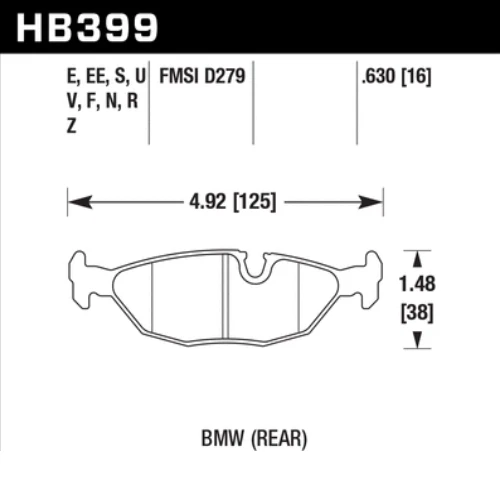 Pastillas de freno traseras Hawk High Performance Street HPS compuestas para 88-93 Saab 900 Foto 4 de 4
