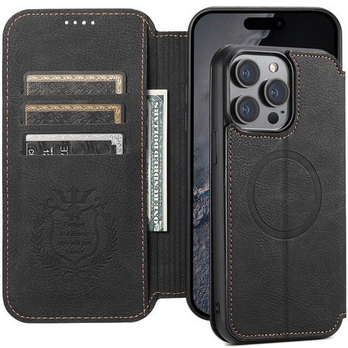 Retro Leather Flip Magnetic Wireless Case For iPhone 16 15 Pro Max Wallet Cover - 第 22/27 張圖片