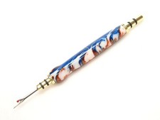 Handmade Double Seam Ripper w/ Sewing Stiletto, Copper Blue White Acrylic