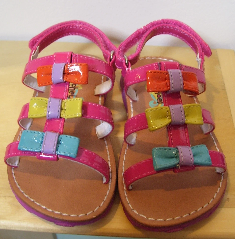 Niñas Rachel Jazlyn Rosa Naranja Amarillo Azul Arco Sandalias Zapatos Talla 7 Foto 2 de 3