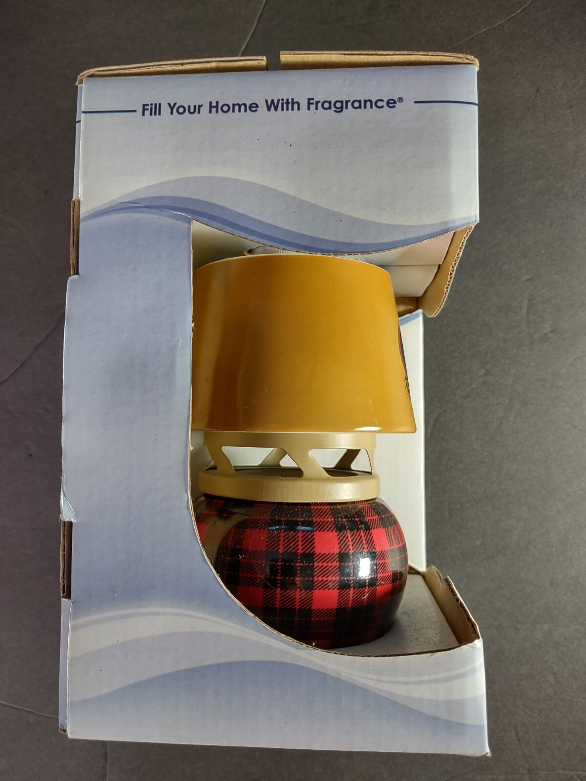 Aroma Glow Lamplight Bear & Plaid Home Fragrance Lamp w Vanilla Oil