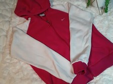 Vintage Pink  White Sleeves Nike Zip Up Hoodie Sweatshirt L Women