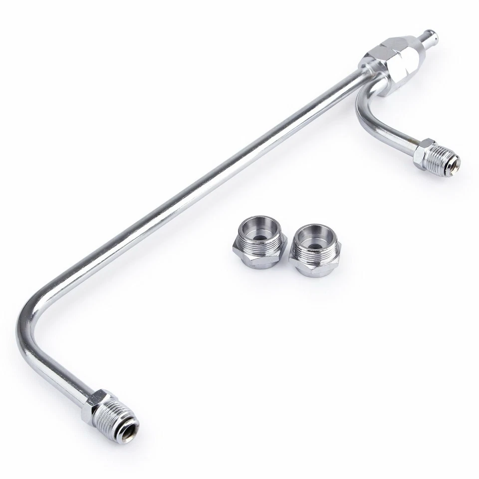 Línea de combustible cromada de doble entrada para carburador secundario de vacío para Holley se adapta a manguera de 3/8 Foto 3 de 4