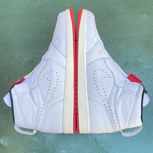 Nike Air Jordan 1 Retro Scarpe da Ginnastica con Zip Alta UK 13 Bianco Università Rosso AR4833-100 - Foto 5 di 22