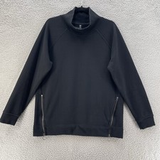 Athleta Cozy Karma Sweatshirt Black Women Medium Side Zip Yoga Gym Athleisure