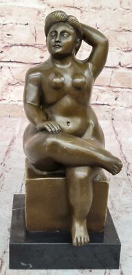Large Chubby Nude Naked Woman Bronze Sculpture Fernando Botero Gift Decorative