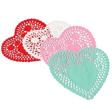 Large Heart Shaped Paper Doilies Assorted Colors Pack of 100 for Decorations