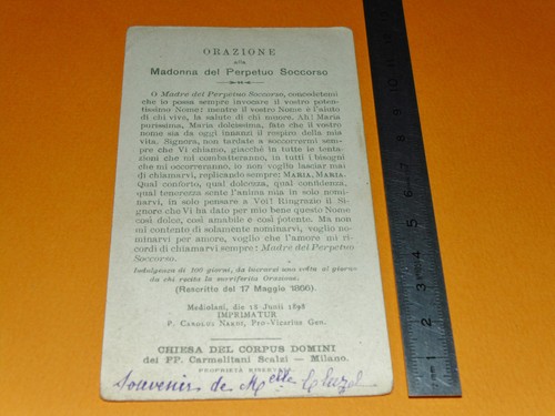 CHROMO 1898 IMAGE PIEUSE CATHOLICISME RELIGION MADONNA DEL PERPETUO SOCCORSO - Imagen 2 de 2