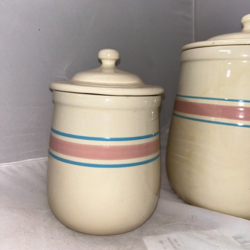McCoy Keramik rosa und blau Kanister 4er Set nummeriert Keramik USA Vintage MCM - Bild 7 von 13