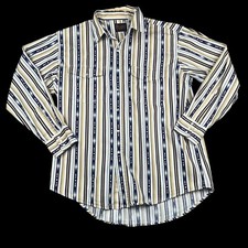 PLAINS Western Men  s Shirt Pearl Snap Long Sleeve Lg Southwest Button Up Cowboy