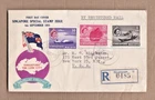 older Singapore, registered to New York, FDC Sept. 4, 1955 Scott  #28, 35, 38