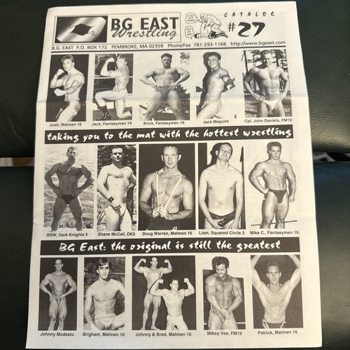 BG East Wrestling Video Catalog no 27 Gay Male Photo Men Program Magazine