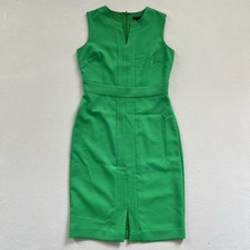 Ann Taylor Women Kelly Green Split Neck Sleeveless Lined Sheath Career Dress 2