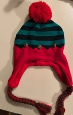 Kids Elf Hat With Bells Used In Great Condition, Green And Red, Also Fits Adults