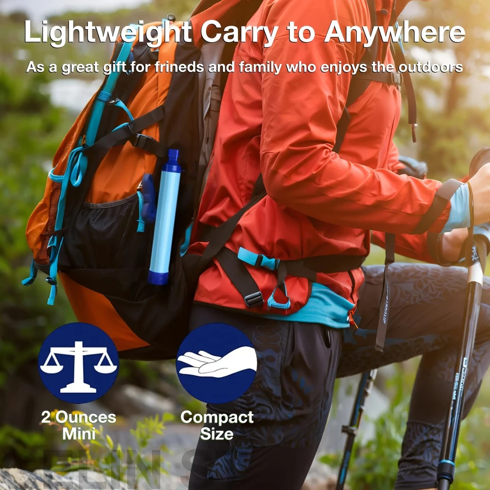 Purificador portátil de supervivencia de emergencia para acampar senderismo filtro de agua herramienta de paja Foto 2 de 4