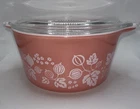 Pyrex Pink Gooseberry 1 QT Casserole Dish 473 w  Lid 470  Rare 1950s~Excellent