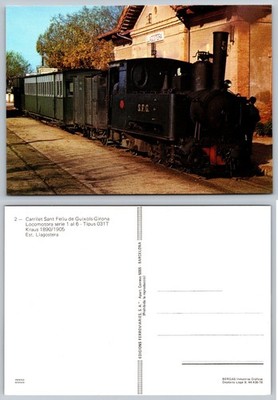 Vintage Spain Postcard Carrilet Sant Feliu de Guixols Girona Steam Locomotive