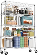 M MZG Steel Storage Shelving 5-Tier Utility Shelving Unit with Wheels Wire Rack
