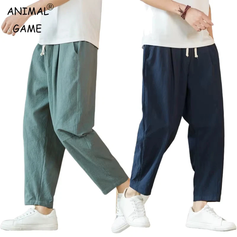Pantaloni Uomo Estivi In Lino: Modello Harem Baggy Con Tasche Cargo, Leggeri E Comodi Per Lavoro E Tempo Libero