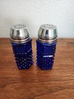 Vintage Cobalt Blue Glass Anchor Hocking Wexford Salt and Pepper Shakers — photo 5