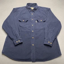 Woolrich Shirt Mens XL Navy Blue Long Sleeve Button Front Two Pocket Workwear