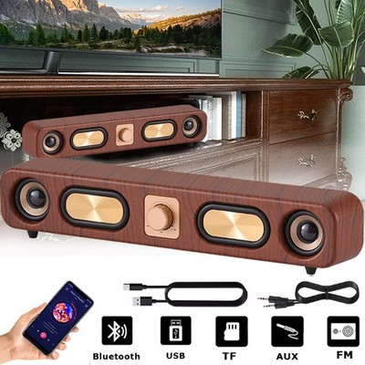 Retro Bluetooth Stereo Bass Sound Computer Speaker USB Soundbar Desktop Laptop
