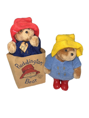 Vtg Eden Toy 5'' Paddington Bear Poseable Plush Blue Coat Red Hat Red Boots 1987