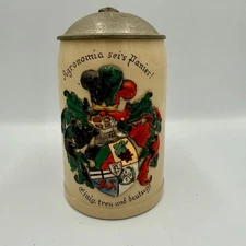 1927 German Student Beer Stein Agronomia Wirck Werk Worms Color Crest