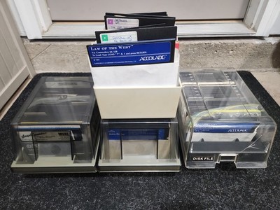 250+ Vintage Commodore 64 128 Floppy Disks Lot w/ 3 Storage Cases AS IS Untested