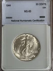 1944 Walking Liberty Half Dollar Silver Gem BU Bright White!