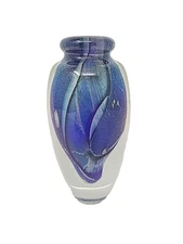 Robert Eickholt 1983 Blue Purple Dichroic Art Glass Vase VTG RARE Unique Signed
