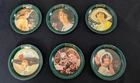 Vintage Coca Cola Tin Metal Coasters Ashtrays Victorian Ladies 1980s Set of 6