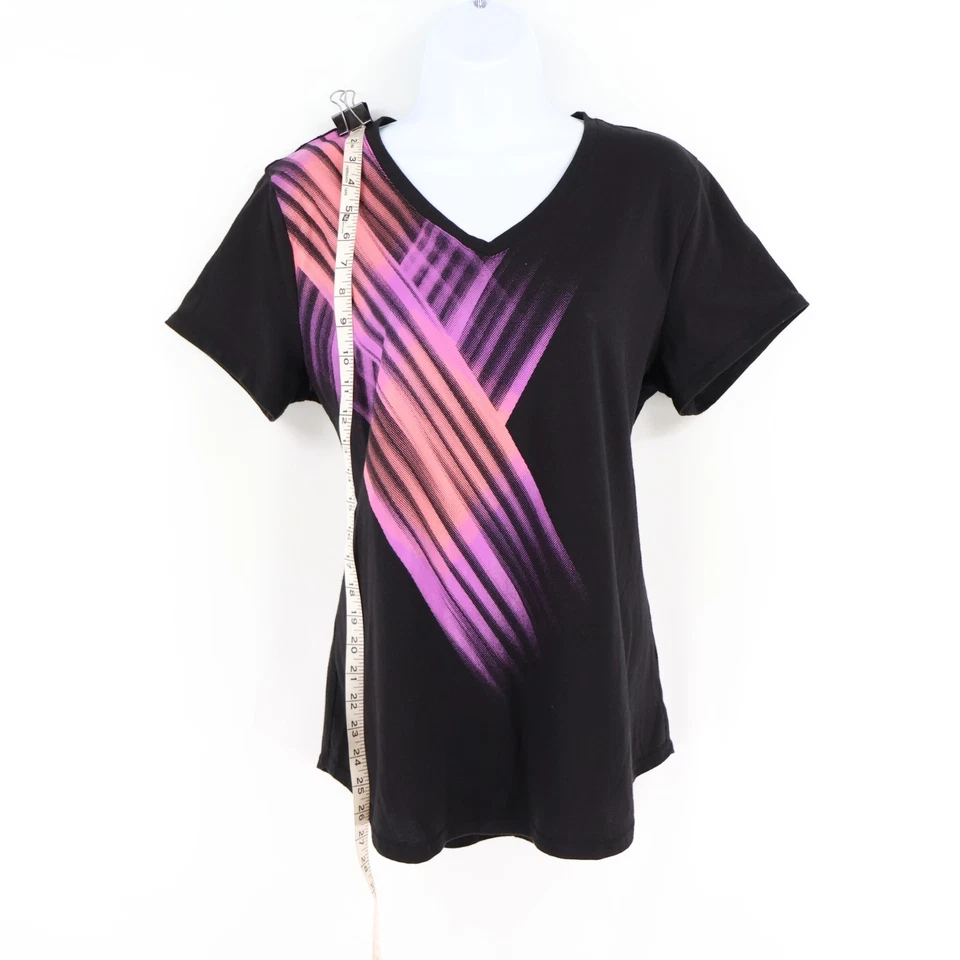 Camiseta Tek Gear Activewear para mujer talla L negra mezcla geométrica de poliéster Foto 3 de 4