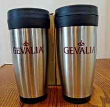 GEVALIA TRAVEL MUGS Set of 2 Stainless Steel - NEW IN THE BOX