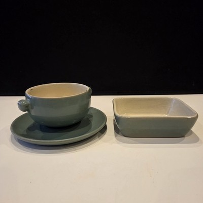 Vintage Denby Manor grün Suppentasse Untertasse & kleine rechteckige Backform