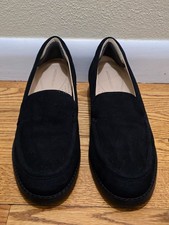 Antonio Melani Womens Flat Loafer Black Suede Shoes Size 6M