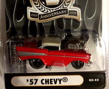 MUSCLE MACHINES 5TH ANNIV. 1957 CHEVY - DIECAST CAR 1/64 - 57 CHEVY - RED