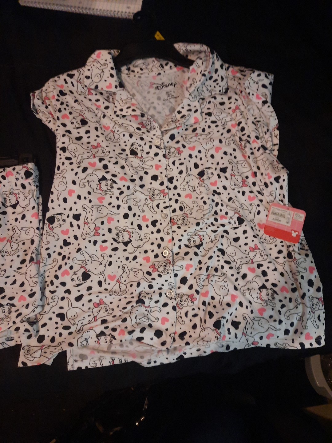 Disney 101 Dálmatas Pijama Conjunto Mujer S (4-6) 2 piezas Pijama Perros Corazones NUEVO