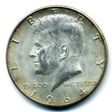 SILVER 1964 D KENNEDY HALF DOLLAR 90% SILVER J.F K NICE SCARCE 50 CENT COIN#7767