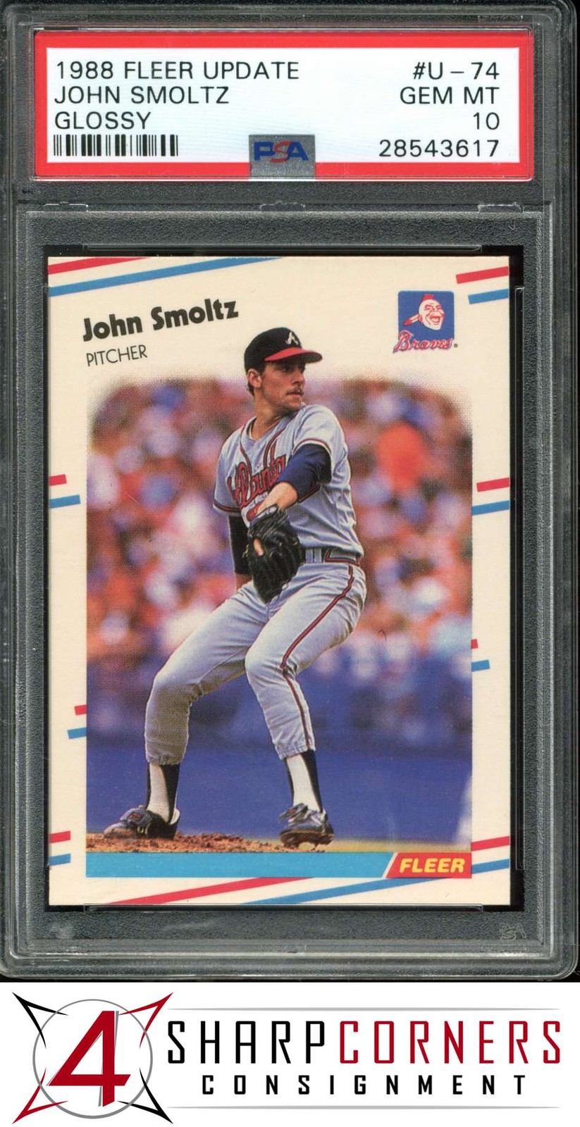 1988 FLEER UPDATE GLOSSY #U-74 JOHN SMOLTZ RC BRAVES HOF PSA 10