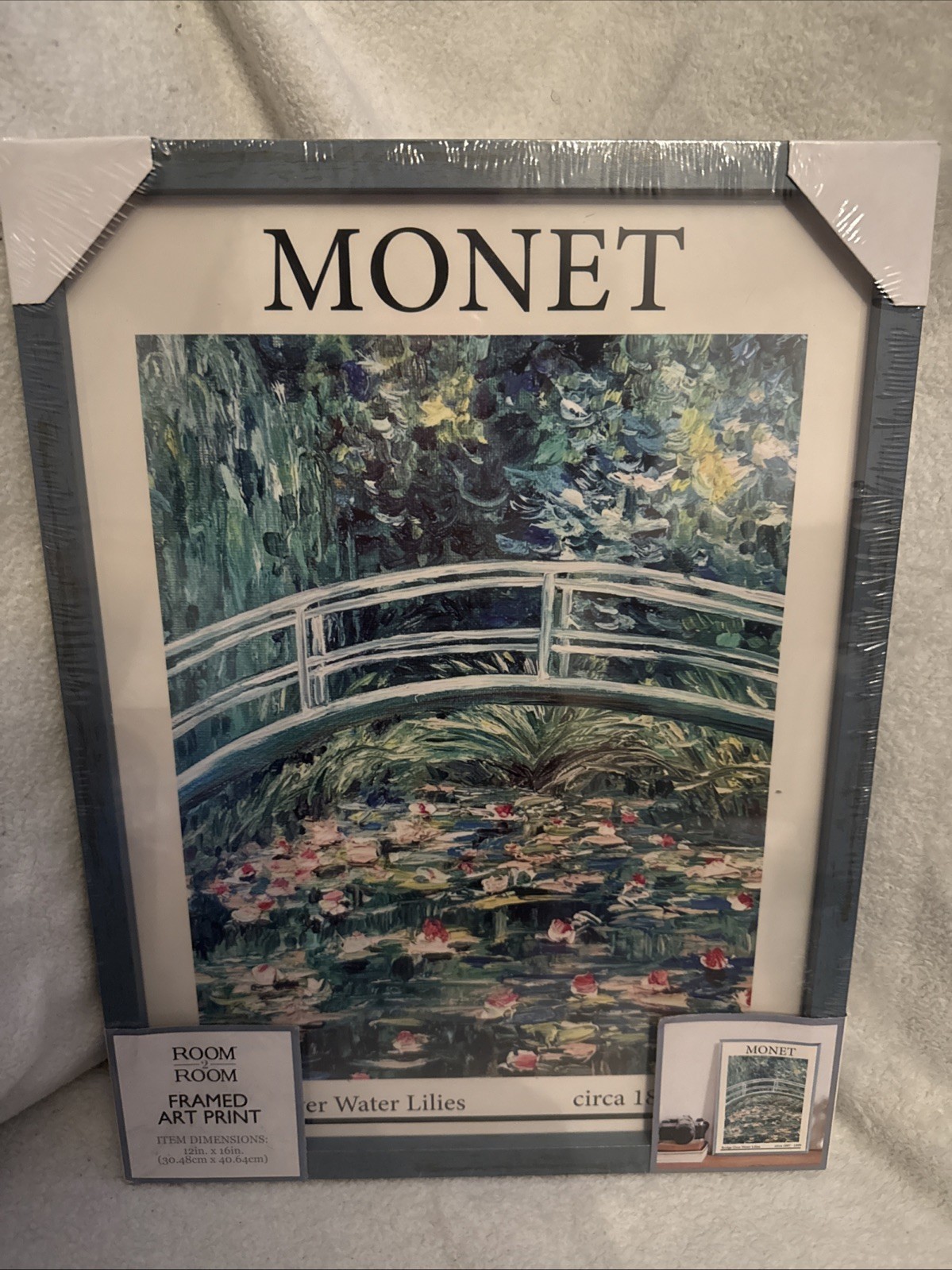 Framed Art Print Bridge Over Water Lilies by Claude Monet 12 x 16 Inches Vintage