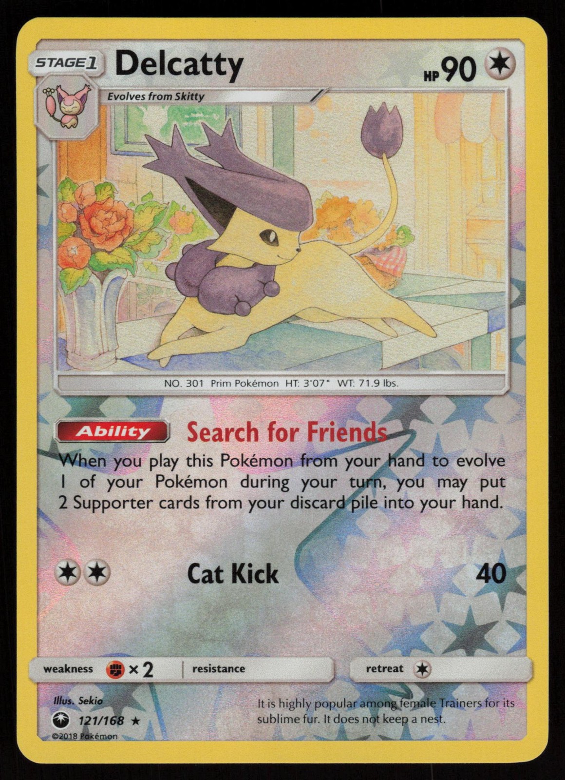 DELCATTY 121/168 RARE CELESTIAL STORM POKEMON REVERSE HOLO NM/M