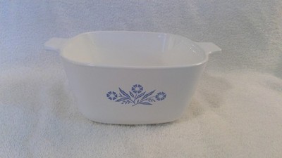 Vintage 1966-69 Corningware P-1 3/4-B Blue Cornflower Baking Dish, Black Stamp