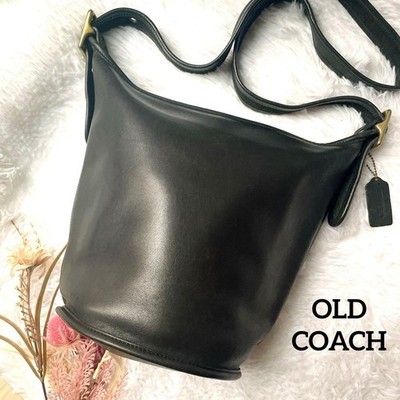 COACH Leather Shoulder Bag 9953 Black Vintage Turkey Made Women's
