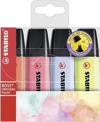 STABILO Textmarker BOSS ORIGINAL Pastel 4er PET-Etui