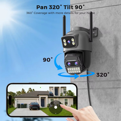 15MP (3X5) Wired Wifi Camera PTZ 2 Screen 10X Digital Zoom Human Tracking ONVIF